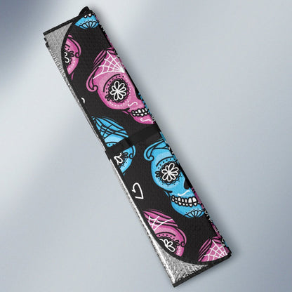 Day of the Dead Skull Print Pattern Car Sun Shade For Windshield