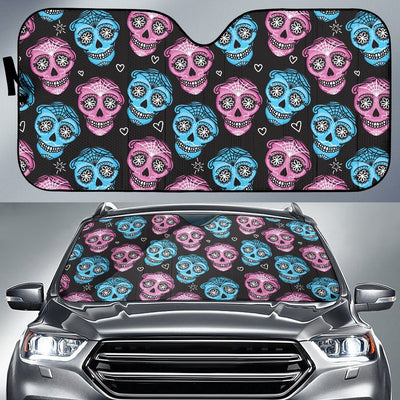Day of the Dead Skull Print Pattern Car Sun Shade For Windshield