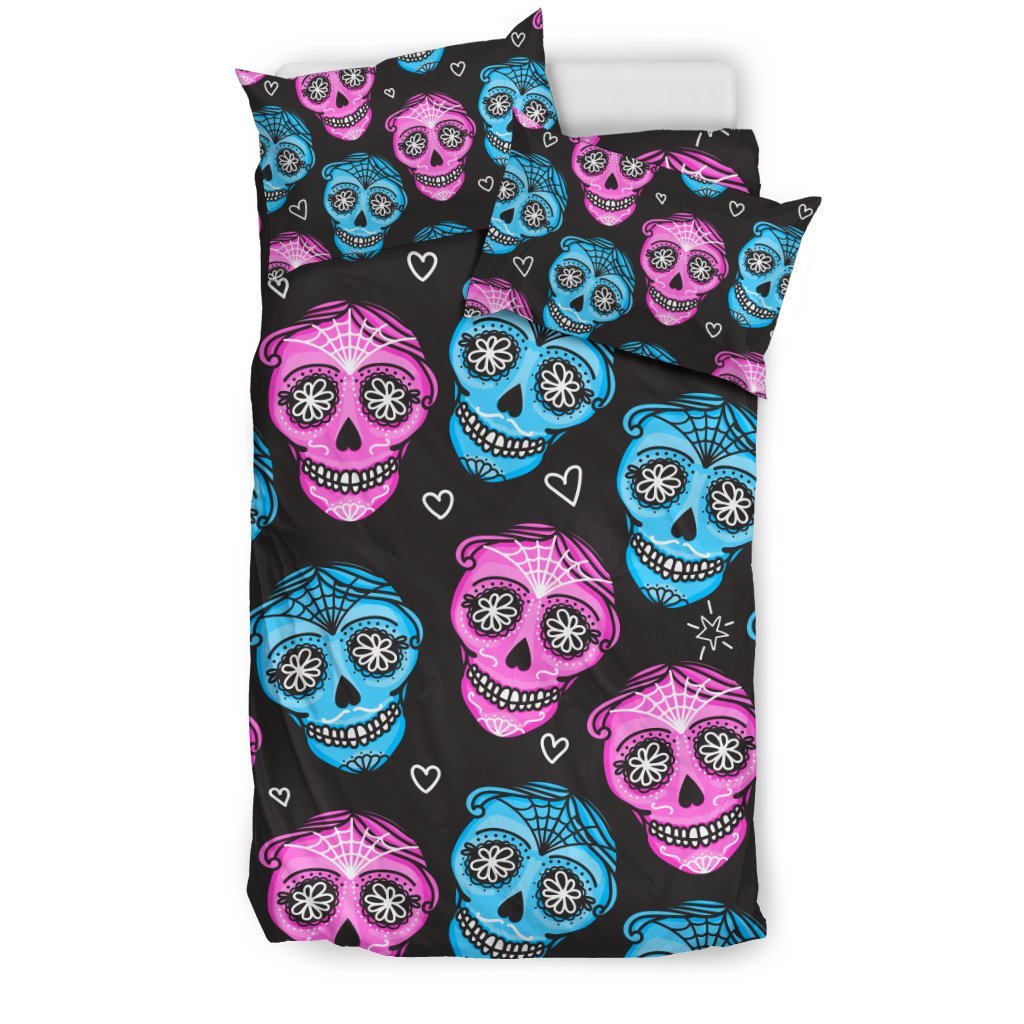 Day Of The Dead Skull Print Pattern Duvet Cover Bedding Set