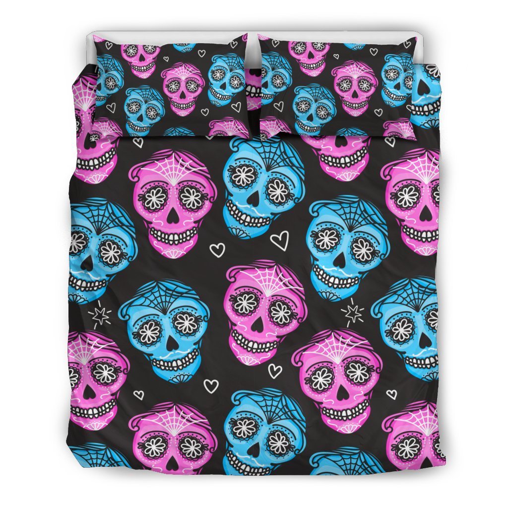 Day Of The Dead Skull Print Pattern Duvet Cover Bedding Set