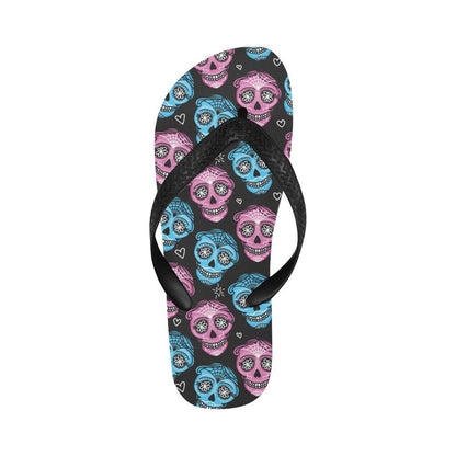 Day of the Dead Skull Print Pattern Flip Flops-JTAMIGO.COM