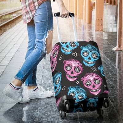 Day Of The Dead Skull Print Pattern Luggage Cover Protector