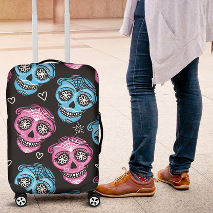Day Of The Dead Skull Print Pattern Luggage Cover Protector