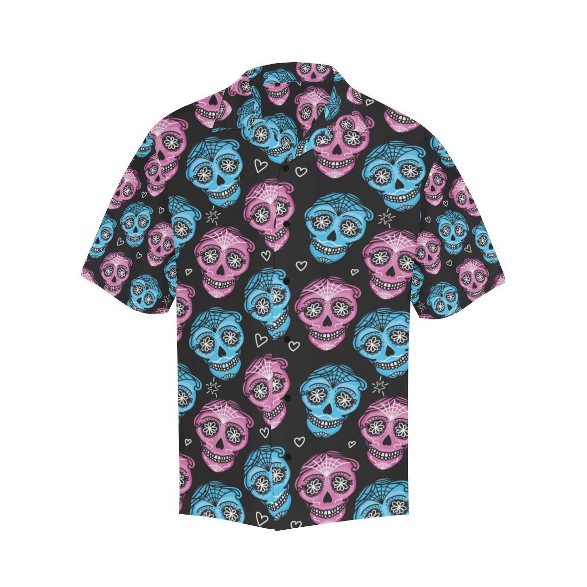 Day of the Dead Skull Print Pattern Men Aloha Hawaiian Shirt
