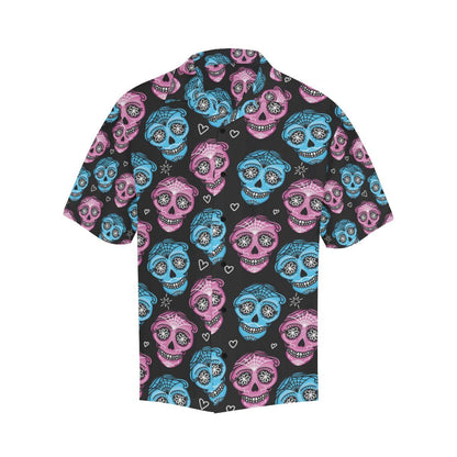 Day of the Dead Skull Print Pattern Men Aloha Hawaiian Shirt