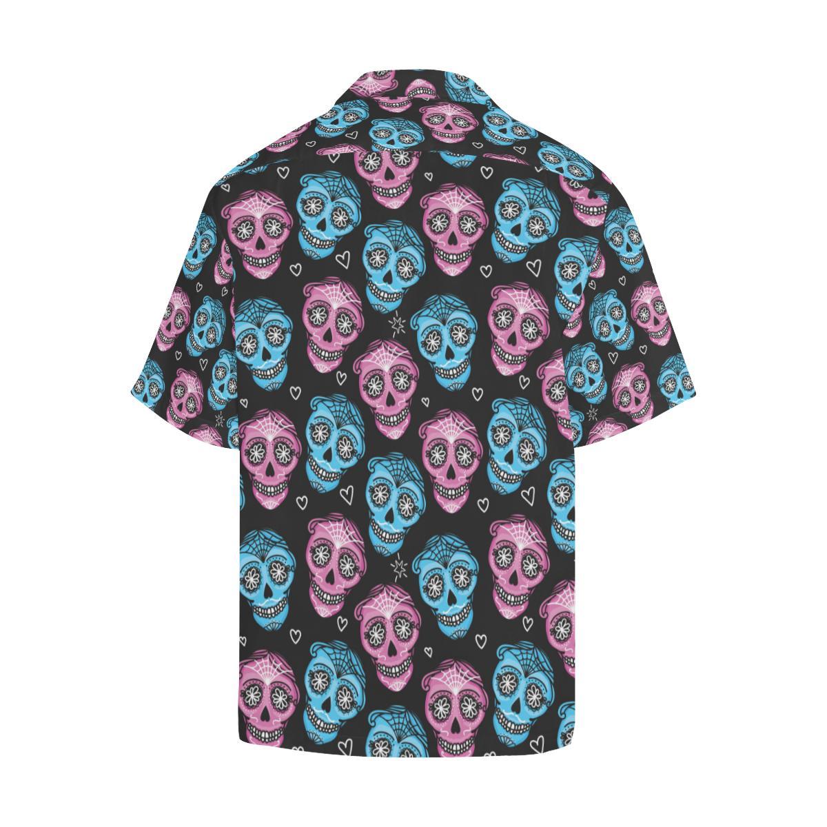 Day of the Dead Skull Print Pattern Men Aloha Hawaiian Shirt