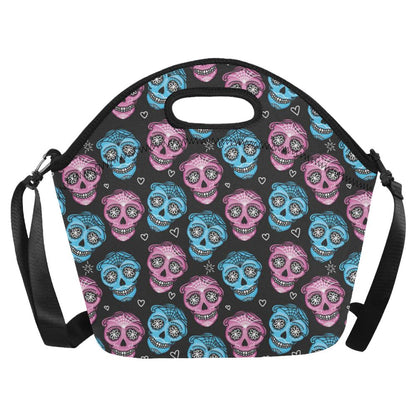 Day of the Dead Skull Print Pattern Neoprene Lunch Bag (Model 1669)(Large)-JTAMIGO.COM