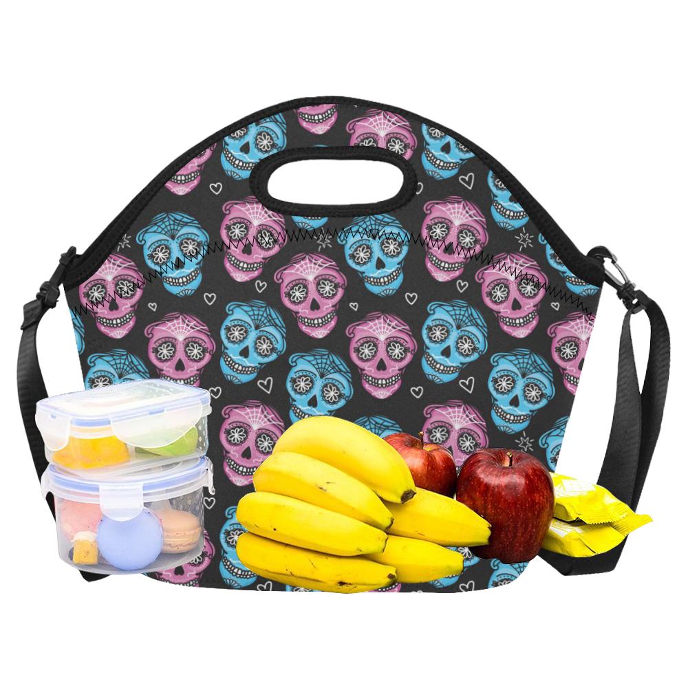 Day of the Dead Skull Print Pattern Neoprene Lunch Bag (Model 1669)(Large)-JTAMIGO.COM