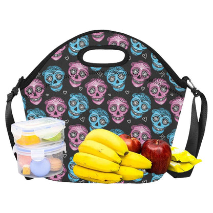 Day of the Dead Skull Print Pattern Neoprene Lunch Bag (Model 1669)(Large)-JTAMIGO.COM