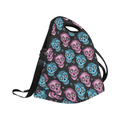 Day of the Dead Skull Print Pattern Neoprene Lunch Bag (Model 1669)(Large)-JTAMIGO.COM