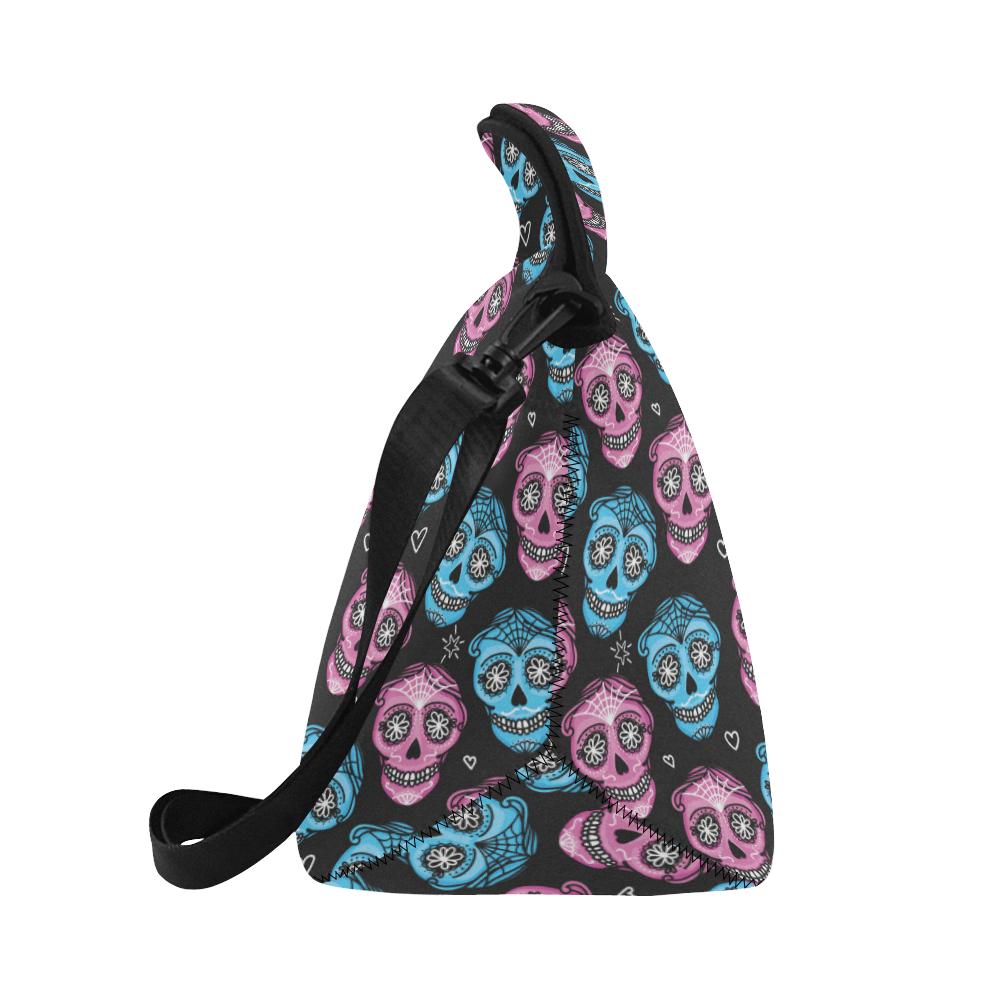 Day of the Dead Skull Print Pattern Neoprene Lunch Bag (Model 1669)(Large)-JTAMIGO.COM