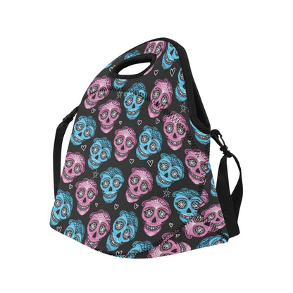 Day of the Dead Skull Print Pattern Neoprene Lunch Bag (Model 1669)(Large)-JTAMIGO.COM