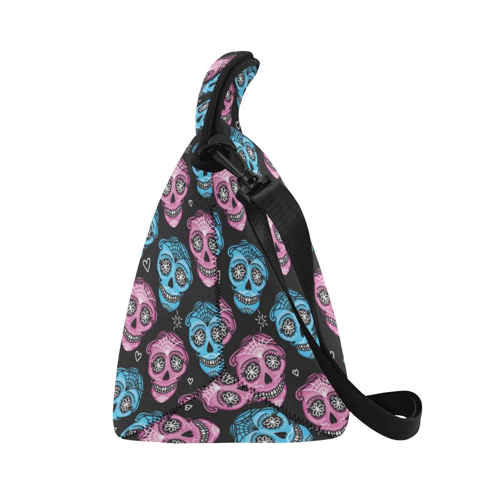 Day of the Dead Skull Print Pattern Neoprene Lunch Bag (Model 1669)(Large)-JTAMIGO.COM