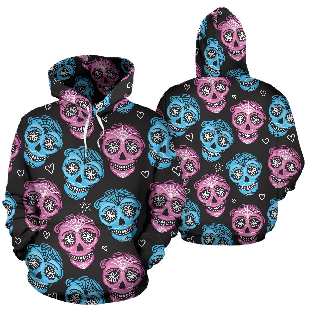 Day of the Dead Skull Print Pattern Pullover Hoodie