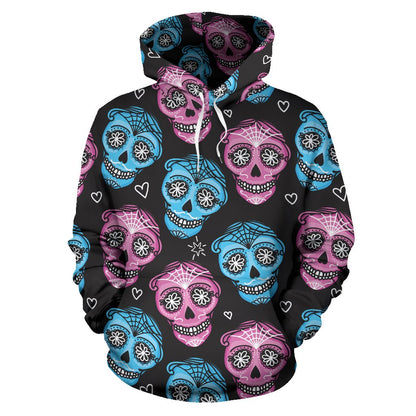 Day of the Dead Skull Print Pattern Pullover Hoodie