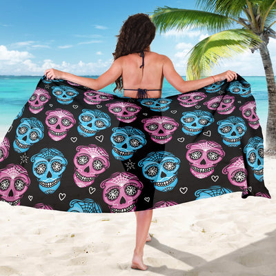 Day of the Dead Skull Print Pattern Sarong Pareo Wrap