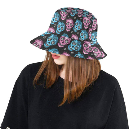 Day of the Dead Skull Print Pattern Unisex Bucket Hat