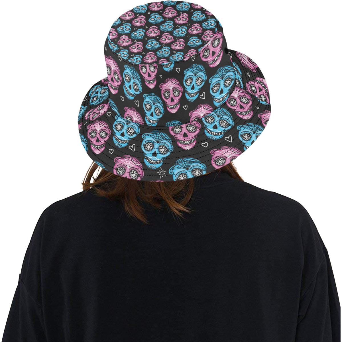 Day of the Dead Skull Print Pattern Unisex Bucket Hat