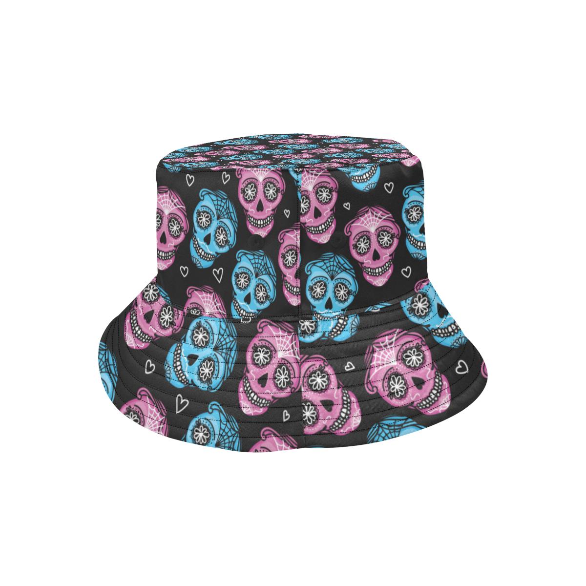 Day of the Dead Skull Print Pattern Unisex Bucket Hat
