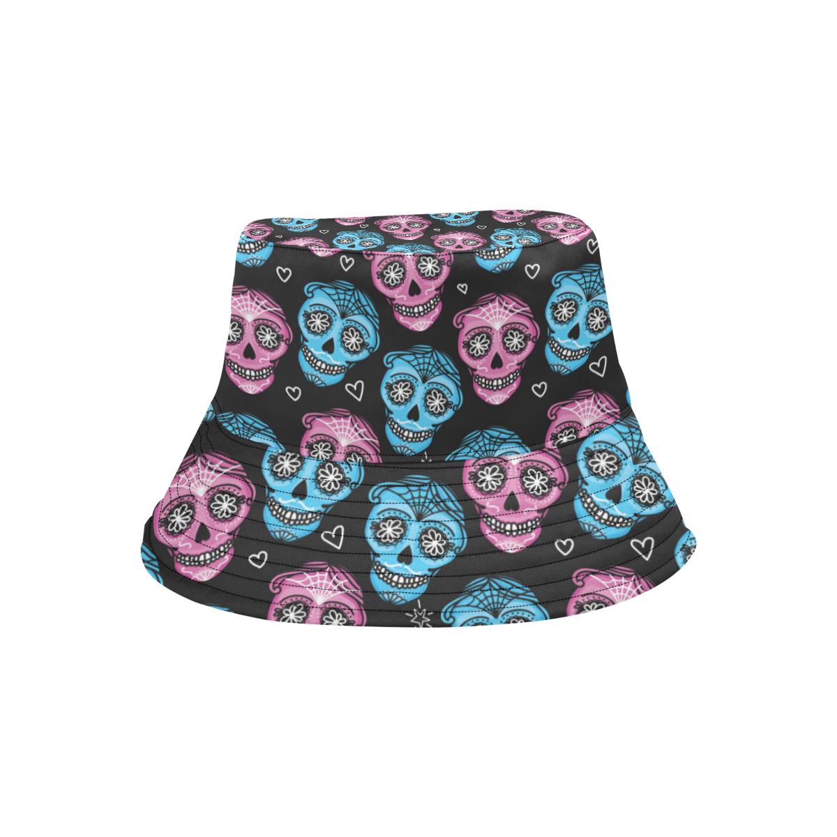 Day of the Dead Skull Print Pattern Unisex Bucket Hat