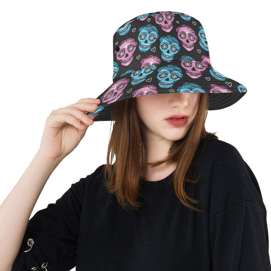 Day of the Dead Skull Print Pattern Unisex Bucket Hat