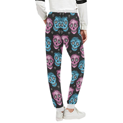 Day of the Dead Skull Print Pattern Unisex Casual Sweatpants (Model L11)-JTAMIGO.COM