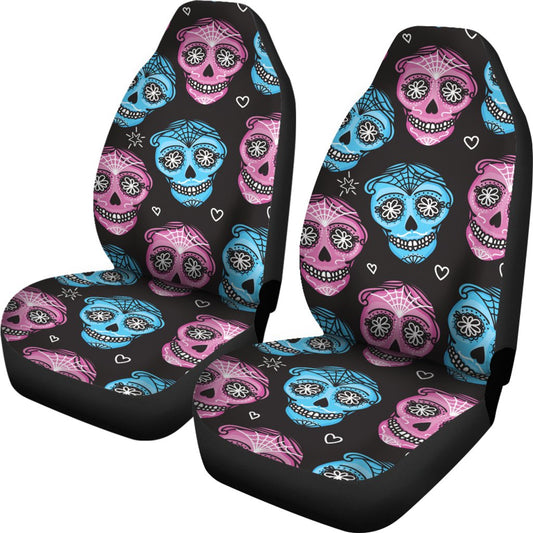 Day of the Dead Skull Print Pattern Universal Fit Car Seat Covers