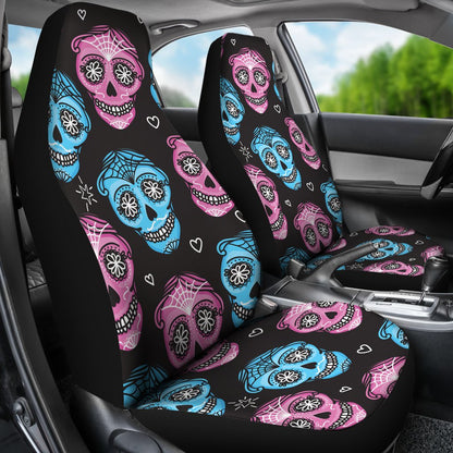Day of the Dead Skull Print Pattern Universal Fit Car Seat Covers