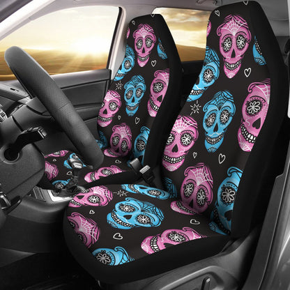 Day of the Dead Skull Print Pattern Universal Fit Car Seat Covers