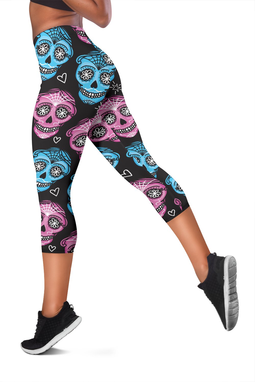 Day of the Dead Skull Print Pattern Women Capris