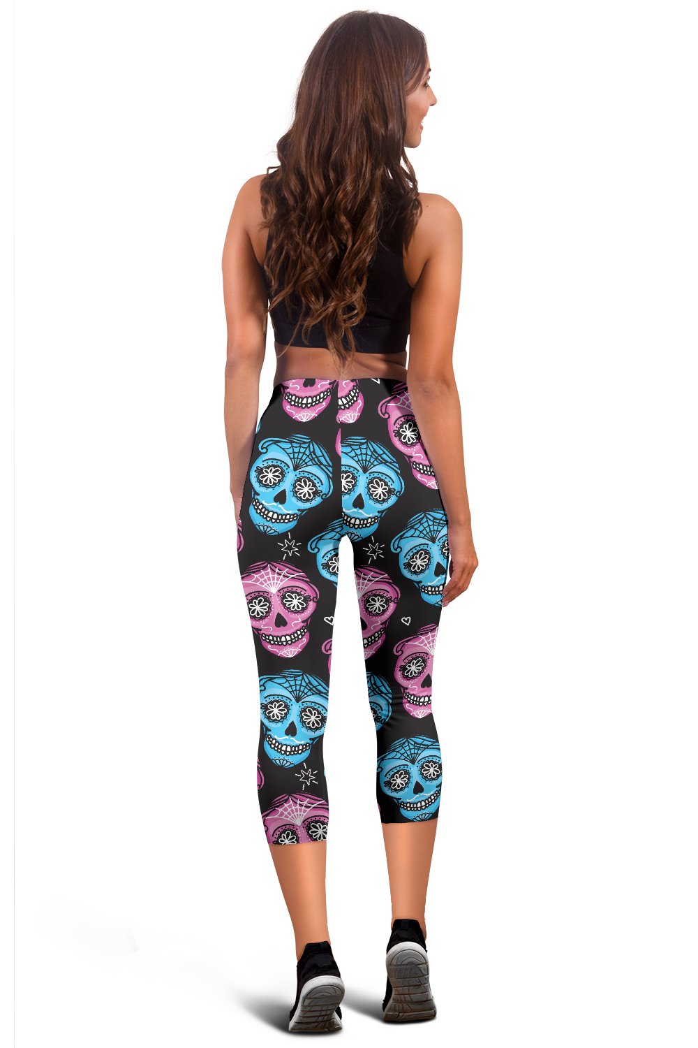 Day of the Dead Skull Print Pattern Women Capris