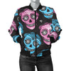 Day of The Dead Skull Print Pattern Women Casual Bomber Jacket