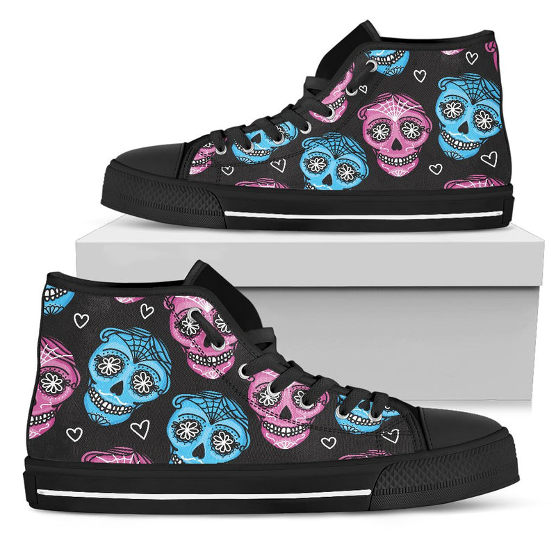 Day of the Dead Skull Print Pattern Women High Top Shoes