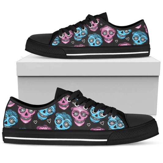 Day of the Dead Skull Print Pattern Women Low Top Shoes