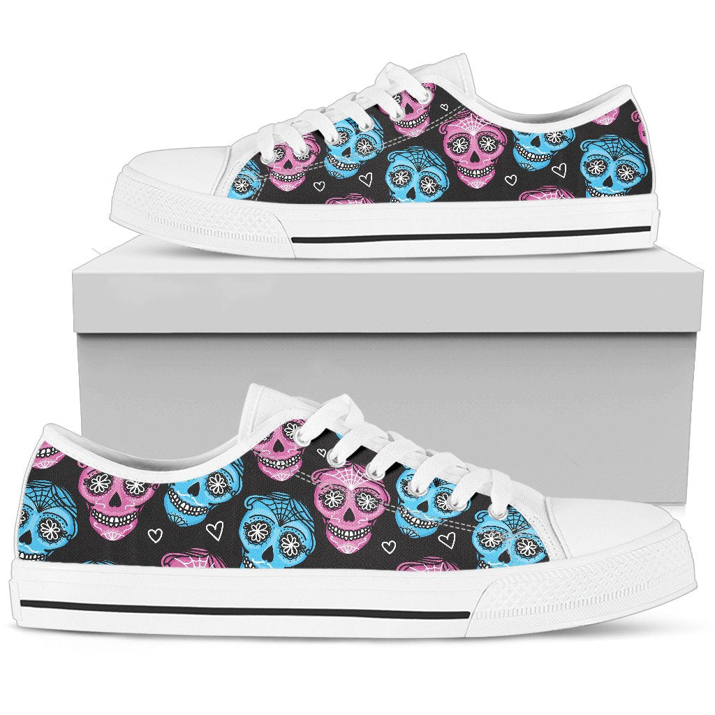 Day of the Dead Skull Print Pattern Women Low Top Shoes