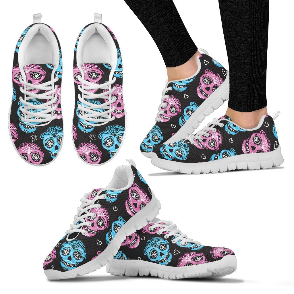 Day Of The Dead Skull Print Pattern Women Sneakers Shoes