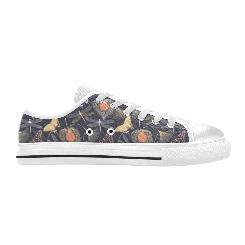 Dragonfly Print Design LKS404 Women's White Low Top Shoes