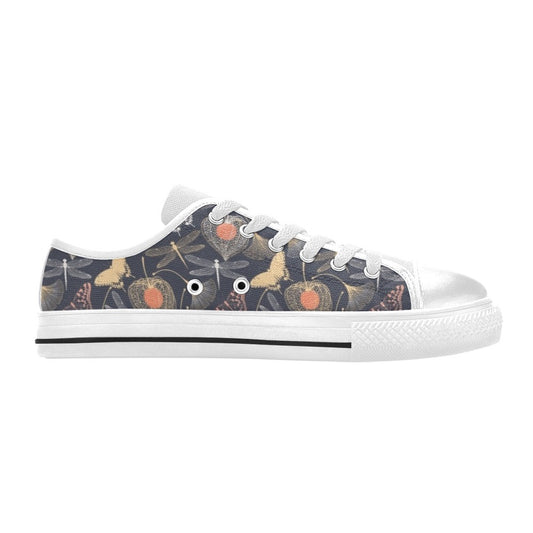 Dragonfly Print Design LKS404 Women's White Low Top Shoes