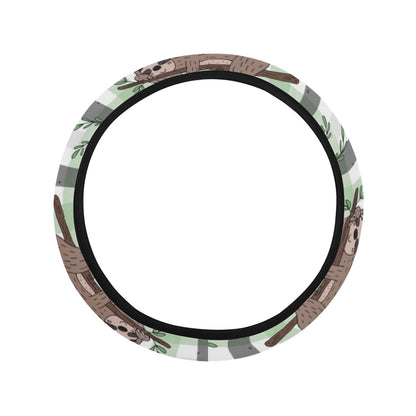 Sloth Print Design LKS301 Steering Wheel Cover with Elastic Edge