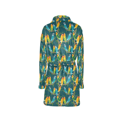 Lovebird Pattern Print Design 02 Women's Fleece Robe