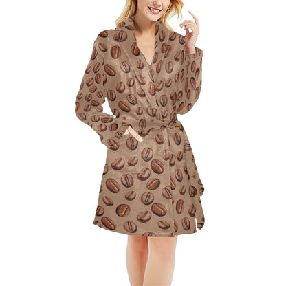 Coffee Pattern Print Design 07 Women's Fleece Robe