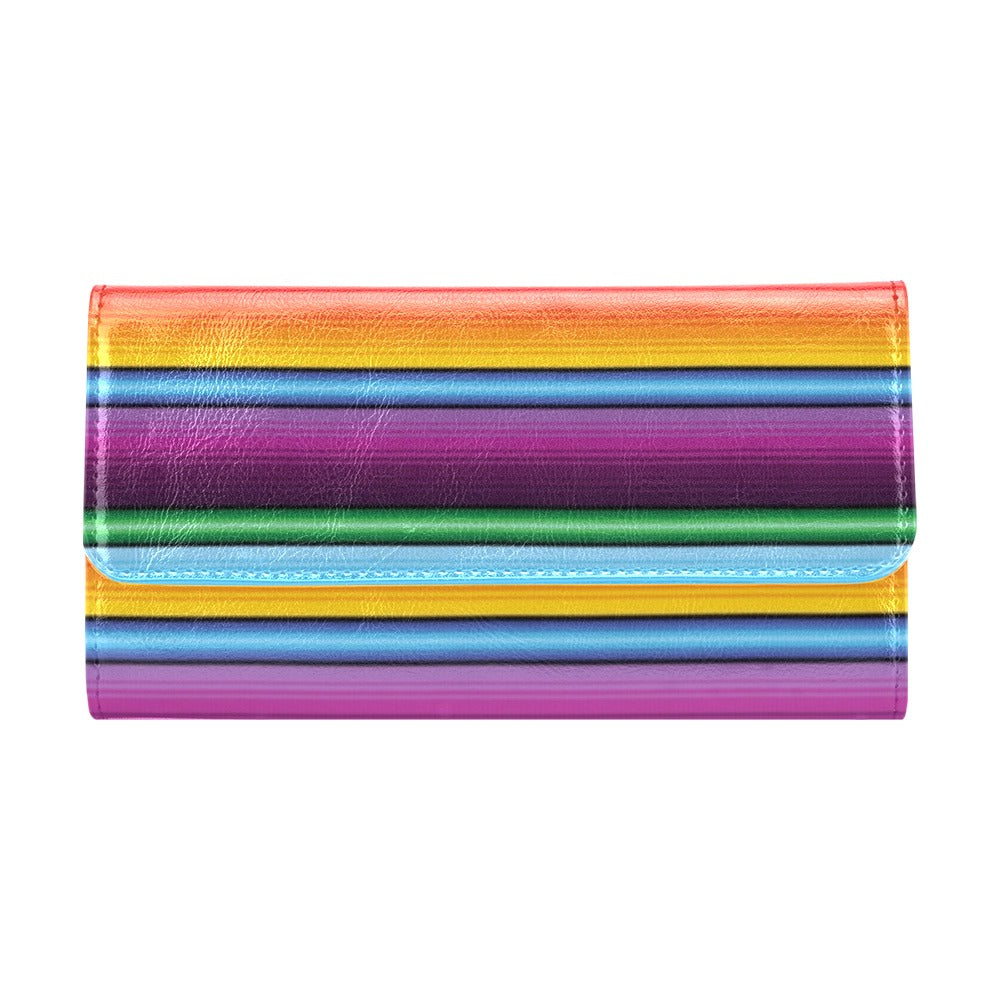 Mexican Blanket Colorful Print Pattern Women's Trifold Wallet