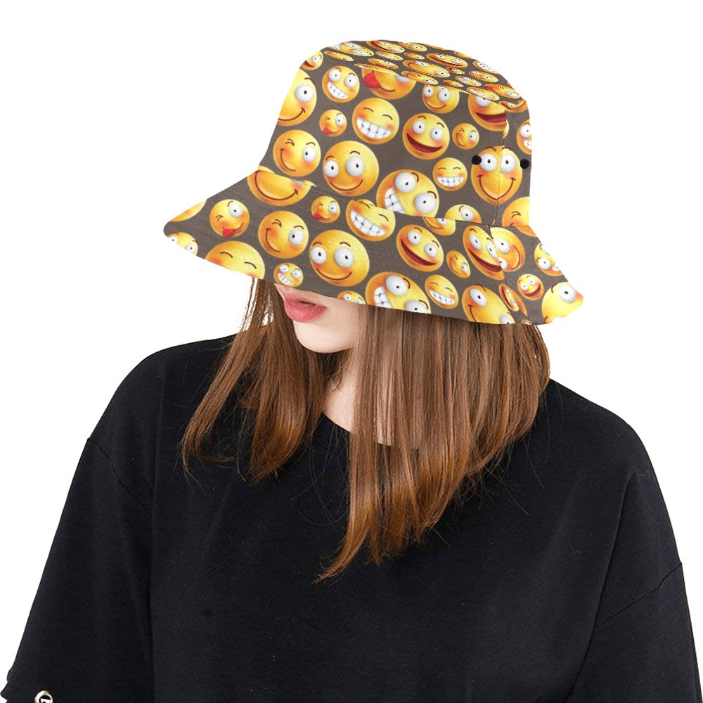 Smiley Face Emoji Print Design LKS303 Unisex Bucket Hat