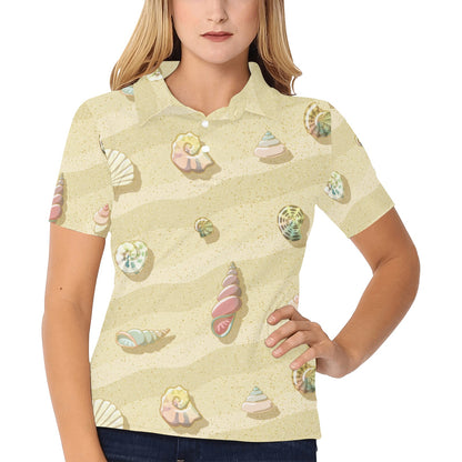 Beach with Seashell Theme Women's Polo Shirt