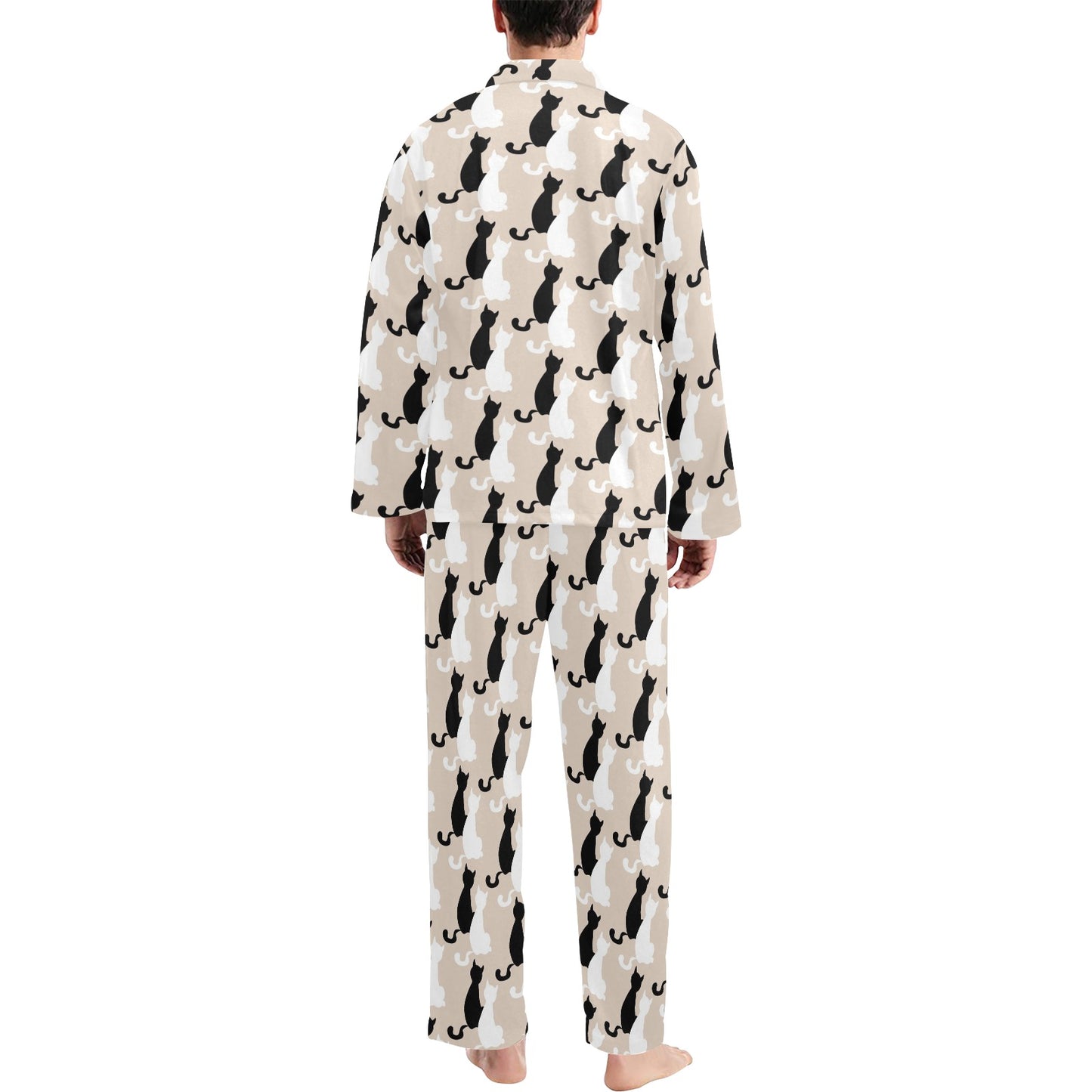 Cat Pattern Print Design 04 Men's Long Pajama Set