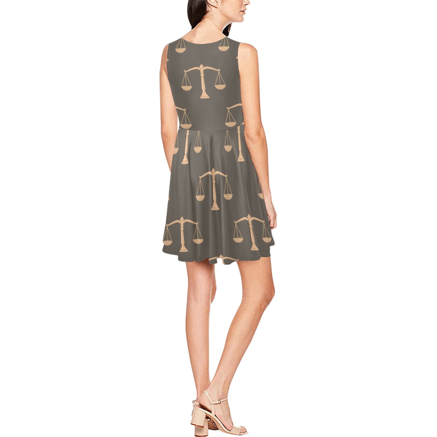 Libra Pattern Print Design 01 Sleeveless Dress