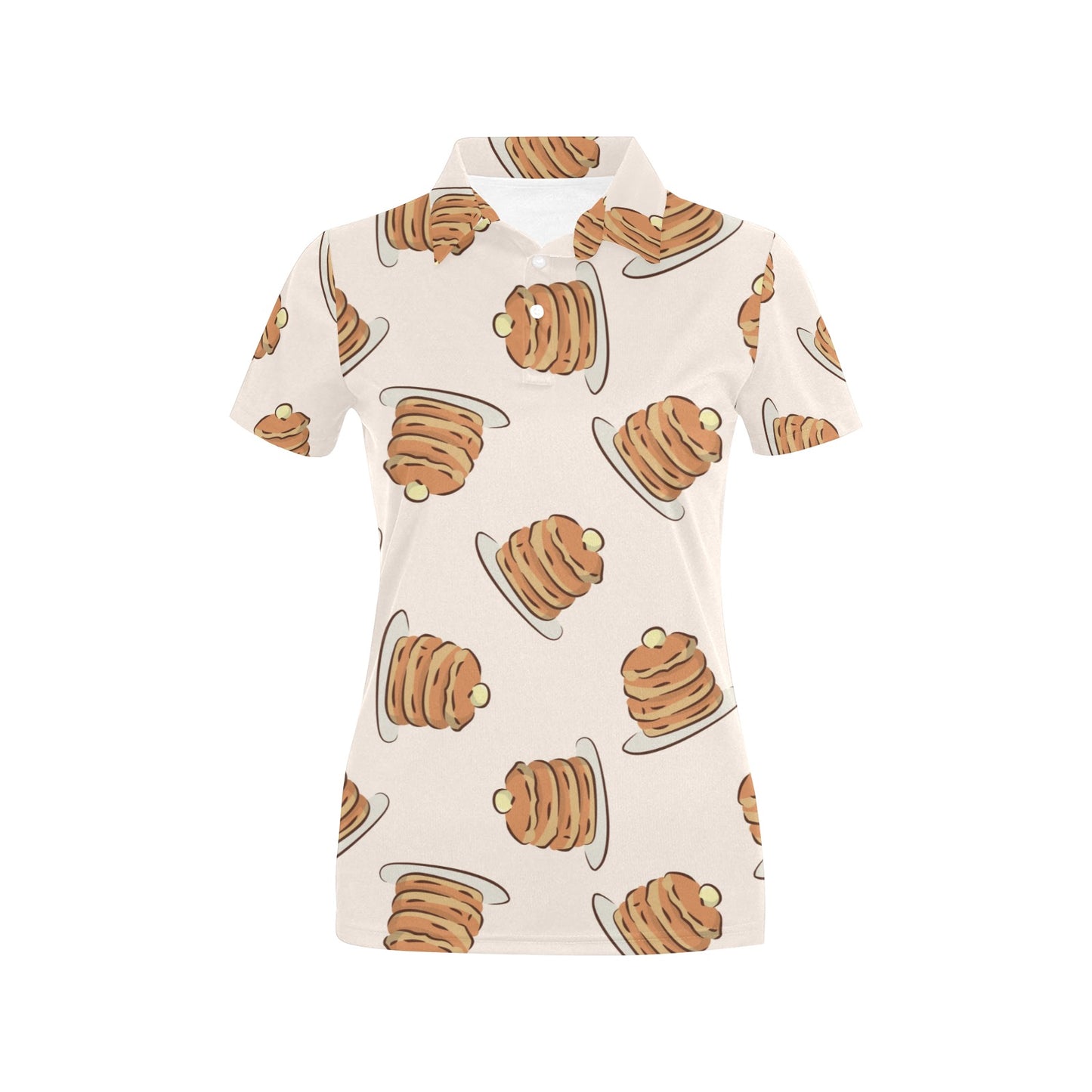 Pancake Pattern Print Design A01 Women's Polo Shirt