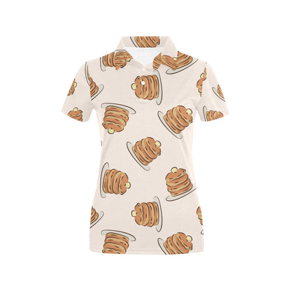Pancake Pattern Print Design A01 Women's Polo Shirt