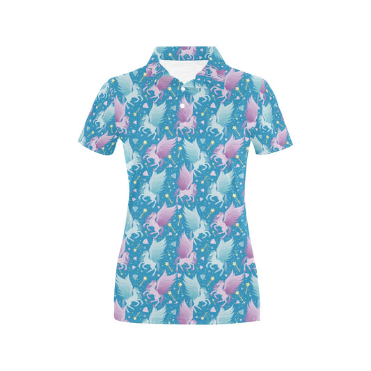 Pegasus Pattern Print Design 04 Women's Polo Shirt