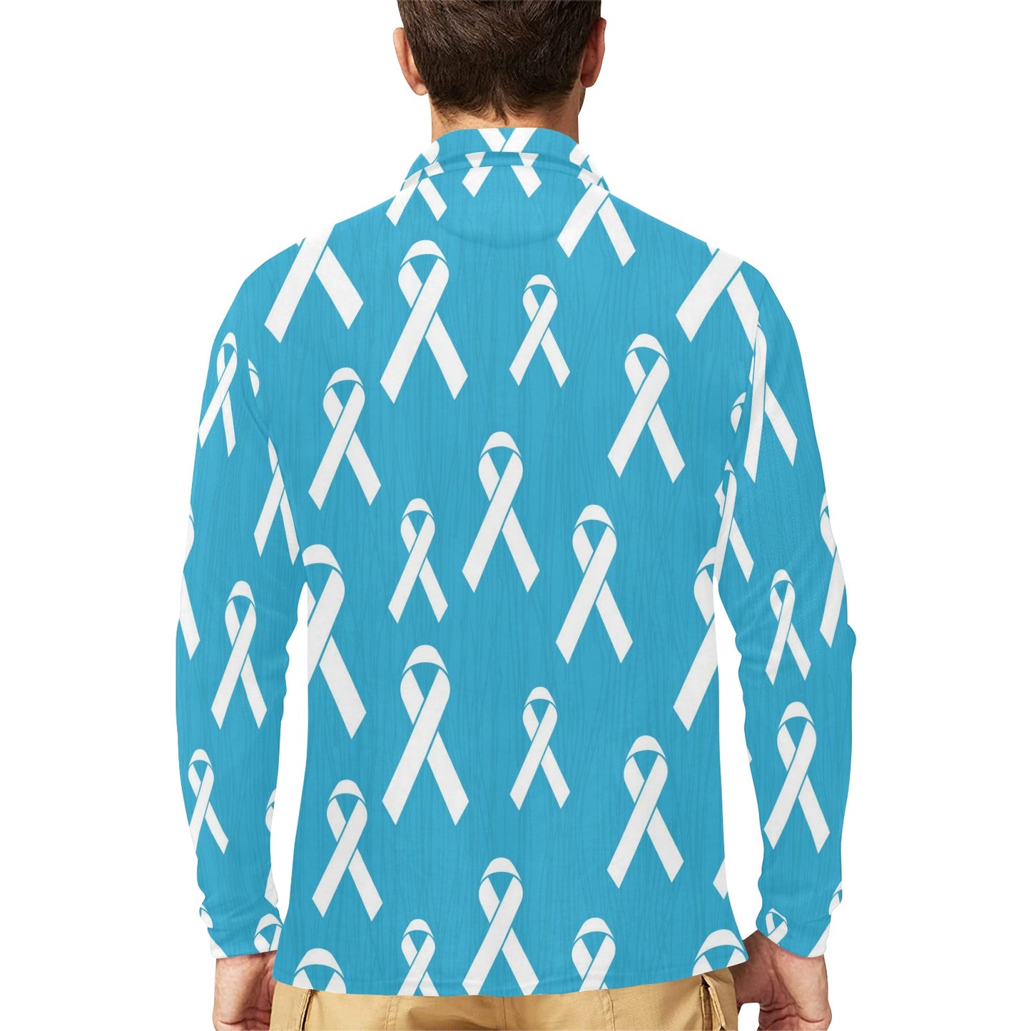Liver cancer Pattern Print Design 01 Long Sleeve Polo Shirt For Men's